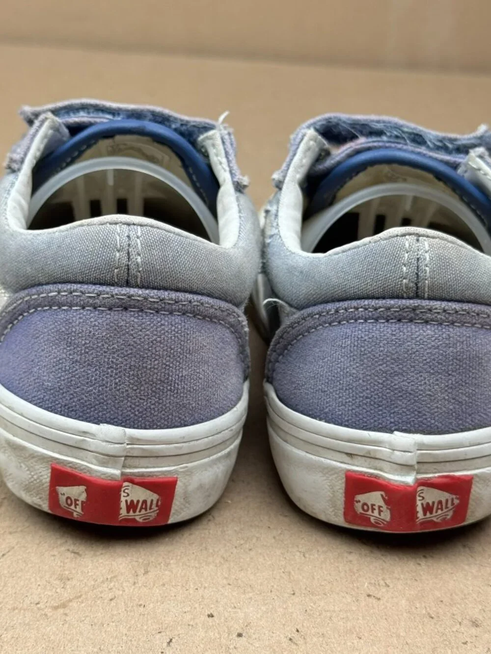 Kids' Vans Blue Canvas Hook and Loop Sneakers Size 12.5 Damage
